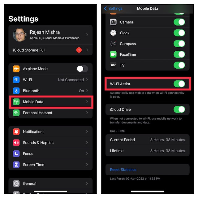iPhoneలో Wi-Fi సహాయాన్ని ప్రారంభించండి